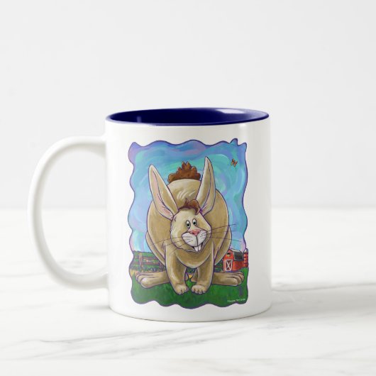 Konijnenkoppen en spijkers tweekleurige koffiemok (Links)