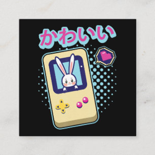 Konijnenkorf  Cute Bunny Pastel Kawaii Gamer Vierkante Visitekaartje