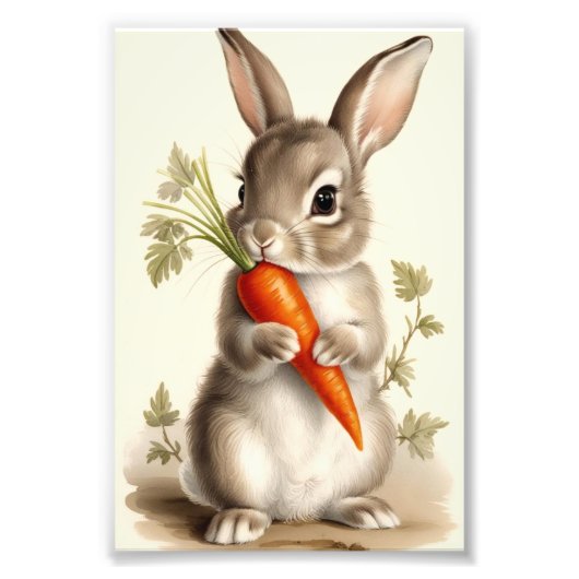 Konijnenkunst Lente Bloem Kiemprent Foto Afdruk (Voorkant)