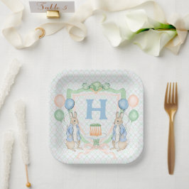 Konijnenlente Monogram Papieren Bordje