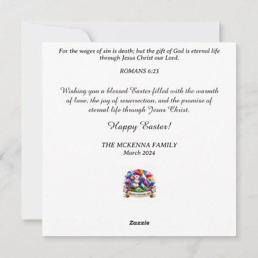 Konijnenmand van bloemen grillig Pasen Feestdagenkaart (Achterkant)