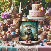 Konijnenmand van bloemen grillig Pasen Feestdagenkaart