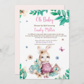 Konijnenmeisje feestelijke uitnodiging per post (Voorkant / Achterkant)