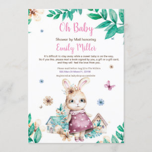 Konijnenmeisje feestelijke uitnodiging per post