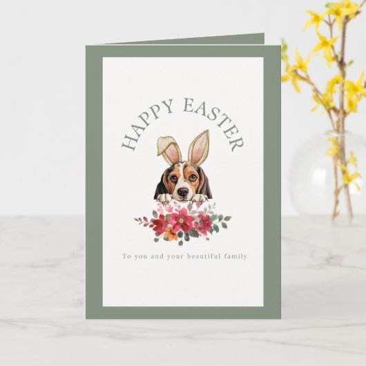 konijnenoren Beagle Easter Kaart (Gele Bloem)