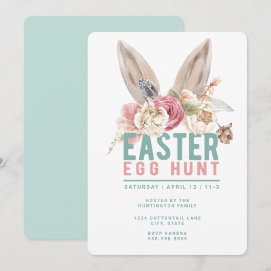 Konijnenoren | Pasen Eierzoektocht Uitnodiging (Voorkant / Achterkant)