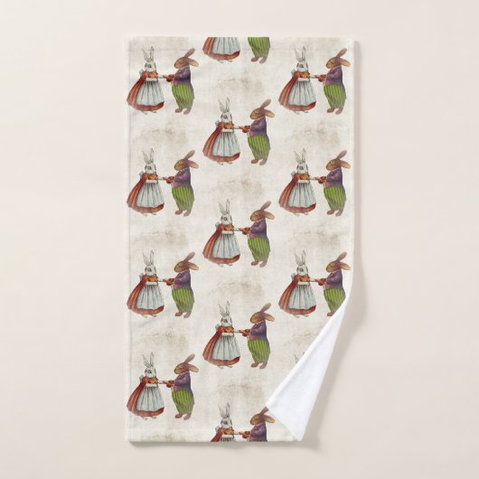  konijnenpaar in Victoriaans kleding Bad Handdoek (Handdoek)