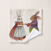 konijnenpaar in Victoriaans kleding Bad Handdoek (Wasdoekje)