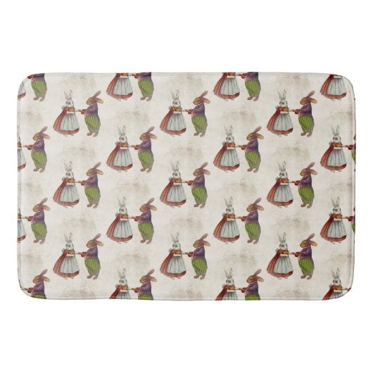 konijnenpaar in Victoriaans kleding Badmat (Voorkant)