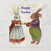 konijnenpaar in Victoriaans kleding Briefkaart (Voorkant)