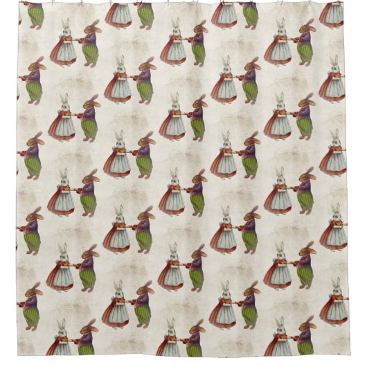  konijnenpaar in Victoriaans kleding Douchegordijn (Voorkant)