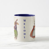  konijnenpaar in Victoriaans kleding Mok (Midden)