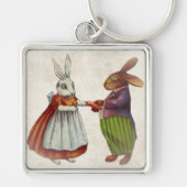  konijnenpaar in Victoriaans kleding Sleutelhanger (Voorkant)