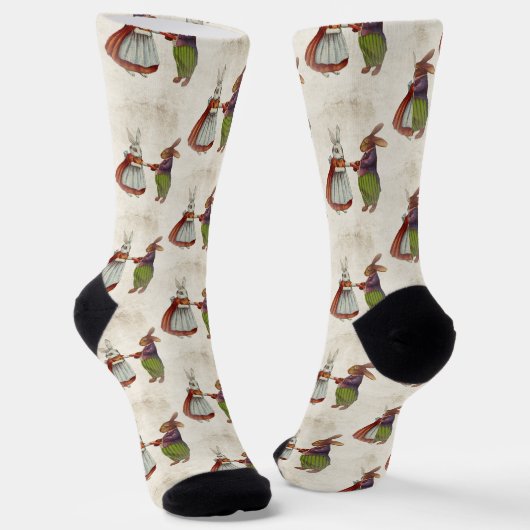  konijnenpaar in Victoriaans kleding Sokken (Gebogen)