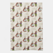 konijnenpaar in Victoriaans kleding Theedoek (Verticaal)