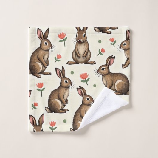  konijnenpatroon bad handdoek (Wasdoekje)