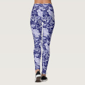 Konijnenpatroon Donkerblauw Wit Vogel Bloemen Unie Leggings (Achterkant)