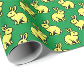 Konijnenpatroon - Lt Geel, Zwart en Kelly Groen Cadeaupapier (Rol Hoek)