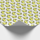 Konijnenpatroon - Lt Geel, Zwart en Wit Cadeaupapier (Hoek)
