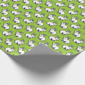 Konijnenpatroon - Zwart-wit met Martian Grn Cadeaupapier (Hoek)