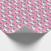 Konijnenpatroon - Zwart-wit met Roze Cadeaupapier (Hoek)