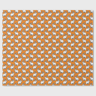 Konijnenpatroon - Zwart-wit met Sinaasappel Cadeaupapier
