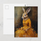 Konijnenportret in een gele jurk briefkaart (Voorkant / Achterkant)