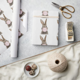 Konijnenroze bruinkauwgom omslagpapier cadeaupapier