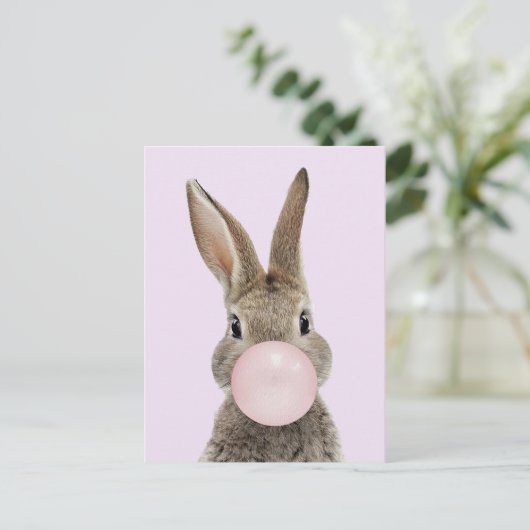 Konijnenroze knobbelkieuwmeel briefkaart (Staand voorkant)