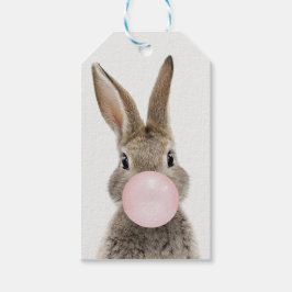 Konijnenroze knobbelkieuwmeel cadeaulabel