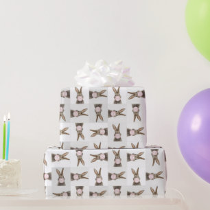 Konijnenroze knobbelkieuwmeel cadeaupapier