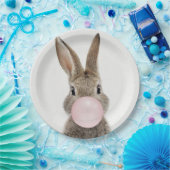 Konijnenroze knobbelkieuwmeel papieren bordje (Feest)