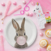 Konijnenroze knobbelkieuwmeel papieren bordje (Feest)