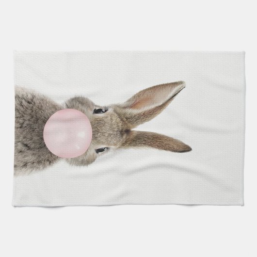 Konijnenroze knobbelkieuwmeel theedoek (Horizontaal)