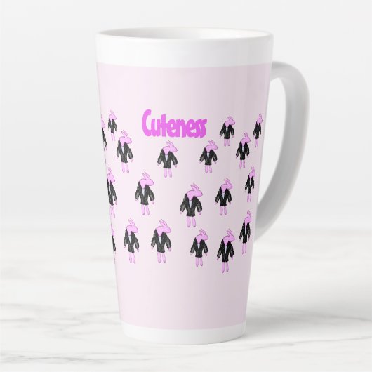 konijnenroze schattigheid latte mok (Rechterhoek)