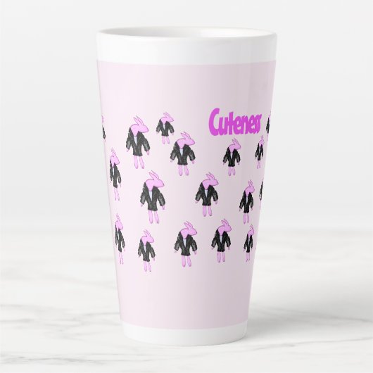 konijnenroze schattigheid latte mok (Voorkant)