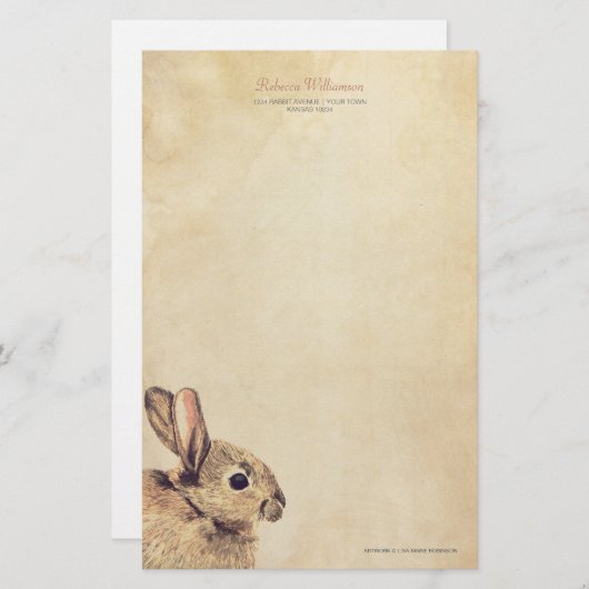 konijnenschets - Aangepaste schrijfbenodigdheden Briefpapier (Voorkant / Achterkant)
