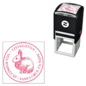 Konijnenschets Ronde Familienaam & Terugkeeradres Zelfinktende Stempel (In situ)