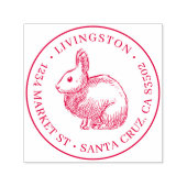 Konijnenschets Ronde Familienaam & Terugkeeradres Zelfinktende Stempel (Design)