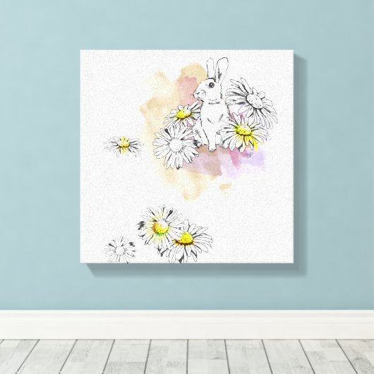 Konijnenschilderij Canvas Afdruk (Insitu (Houten vloer))