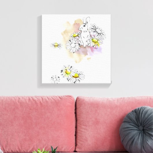 Konijnenschilderij Canvas Afdruk (Insitu (Woonkamer))