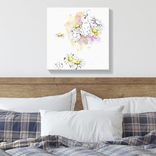 Konijnenschilderij Canvas Afdruk (Insitu (Slaapkamer))