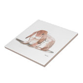 Konijnenschilderij waterverf Bruine Vintage Tegeltje (Zijkant)