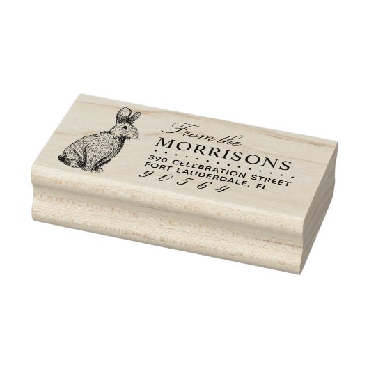  Konijnenteken Familienaam Retouradres Rubberstempel (Stempel)