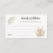Konijnentheepot Baby Shower Woorden van Advies 