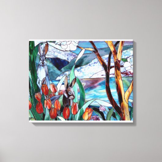 Konijnentuin Glas in lood op Verpakte Canvas Art (Voorkant)