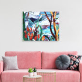 Konijnentuin Glas in lood op Verpakte Canvas Art Afdruk (Insitu (Woonkamer))