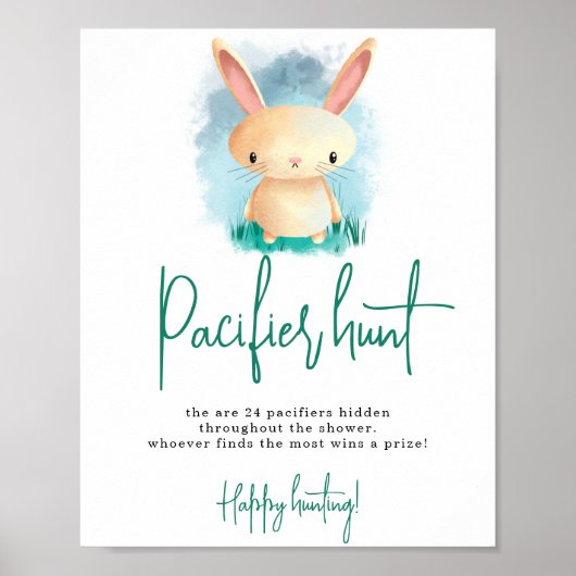 Konijnenuitnodiging jachtspel baby shower poster (Voorkant)