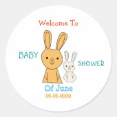 Konijnenvlees Baby shower Ronde Sticker (Voorkant)