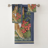 Konijnenwandtapijt Tegel Floral Navy Blue Hare Dec Bad Handdoek (Insitu)